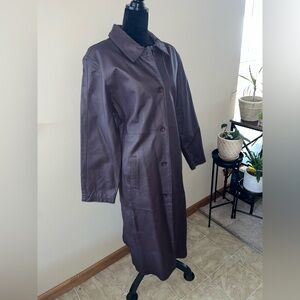 Brandon Thomas Leather Burgundy Trench Coat